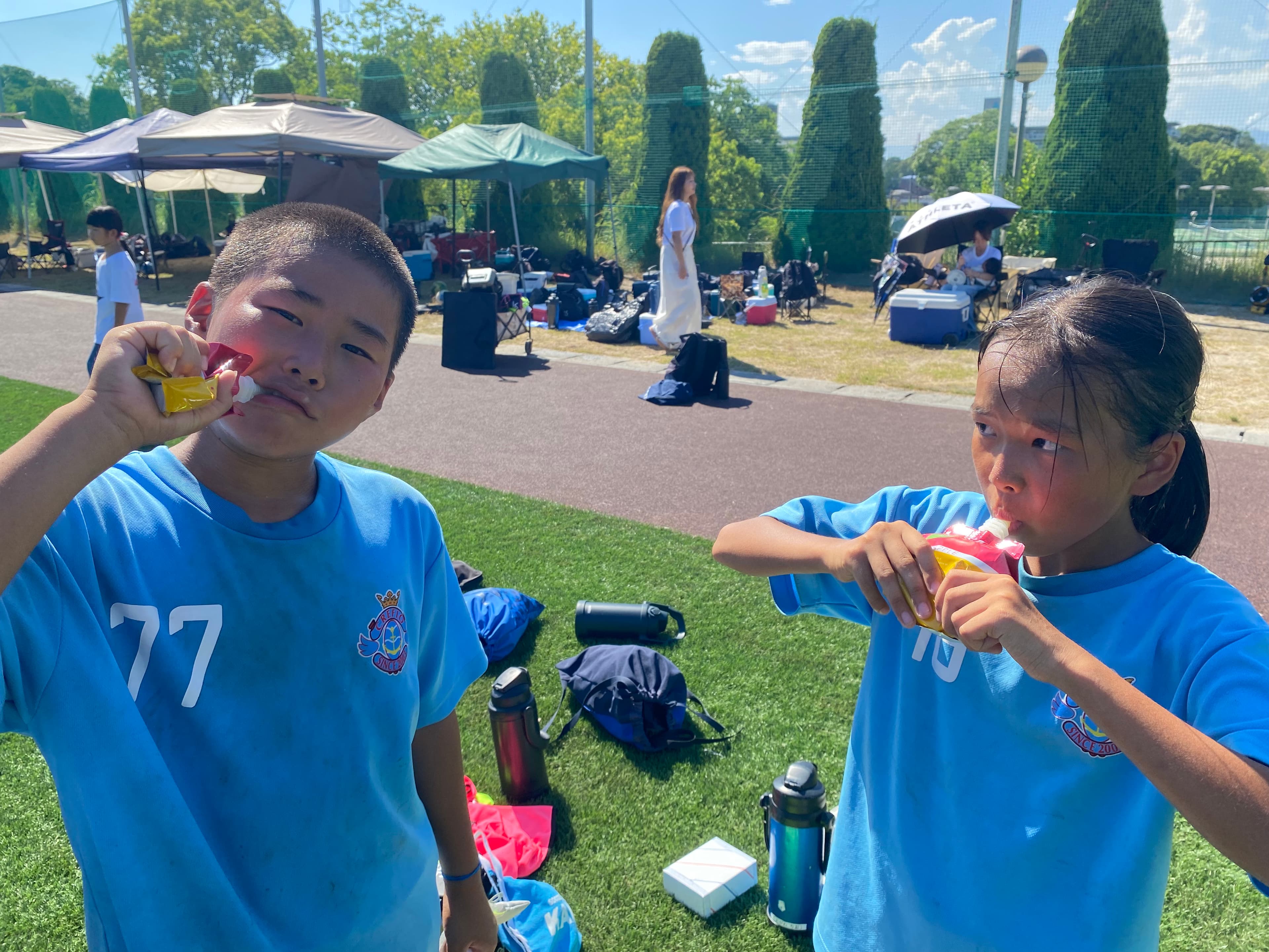 大会会場でのクレフィオ山口FCジュニアの選手たち